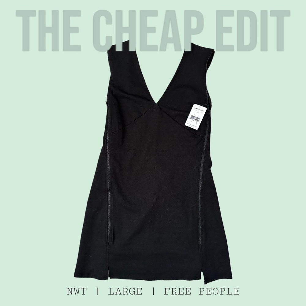 NWT Black Free People Mini Dress with Zippers Large